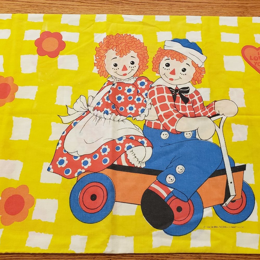 Vintage raggedy Ann and Andy Pillow case dual sided 2 different pictures
